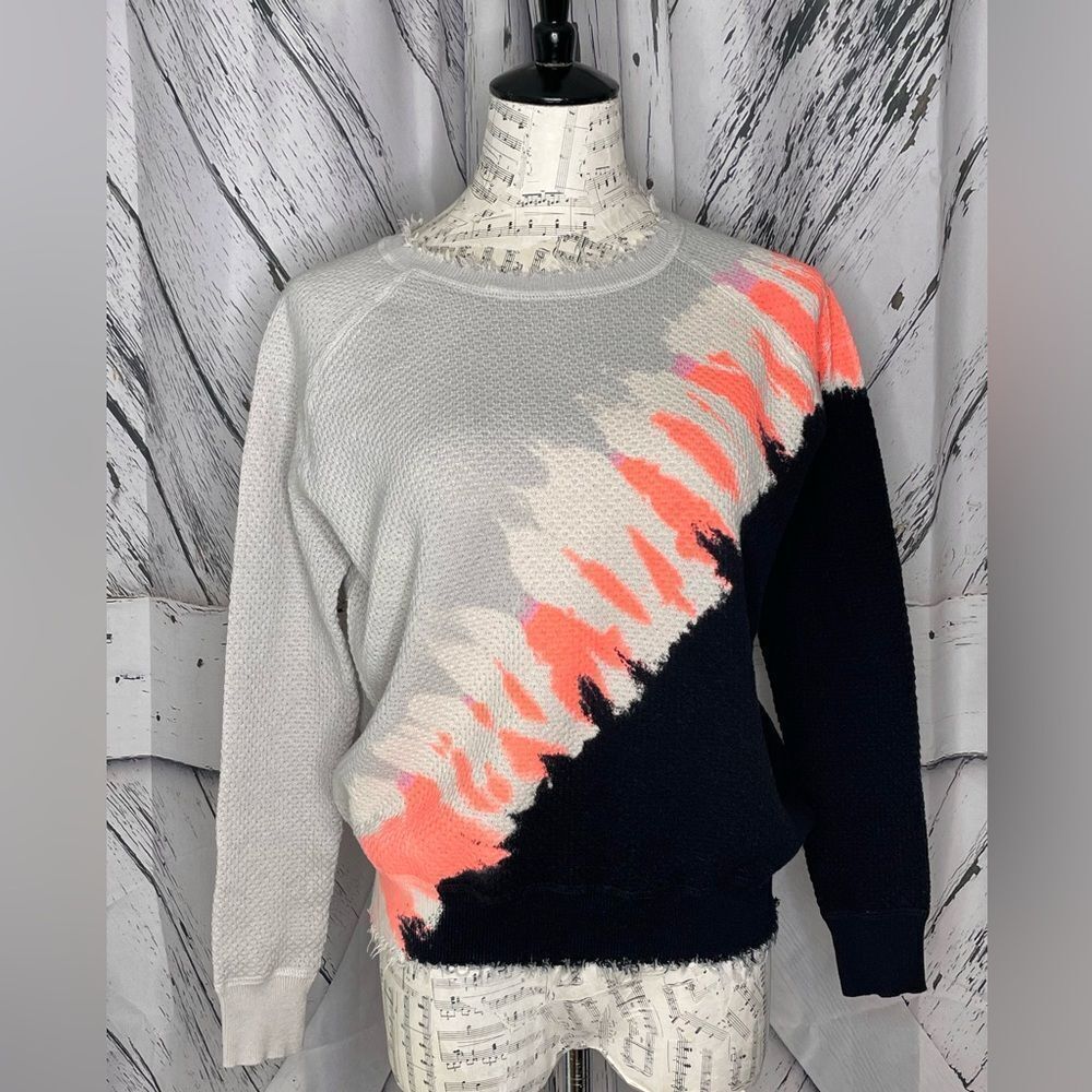 Lisa Todd Sweater Cotton Abstract Neon Print Small